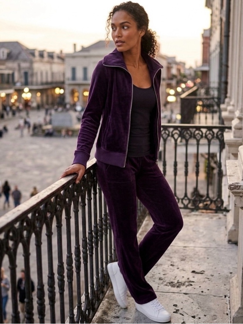 Jones New York Sport Deep Purple Velour Jacket size s/ch